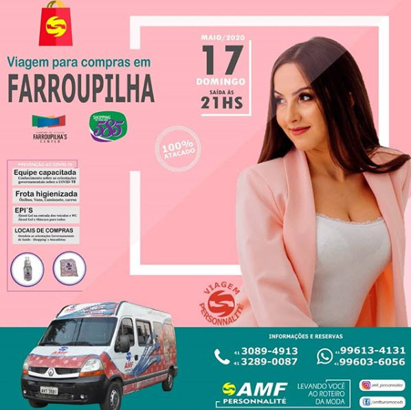 AMF TUR - Viagem para Viagem de compras em Farroupilha. 100% Atacado